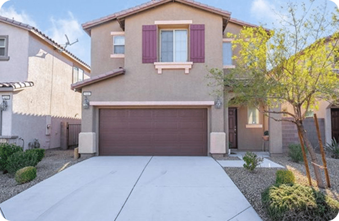 Modern house with garage and landscaping